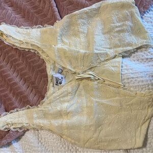 Princess Polly Light Yellow Lace Top